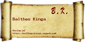 Balthes Kinga névjegykártya